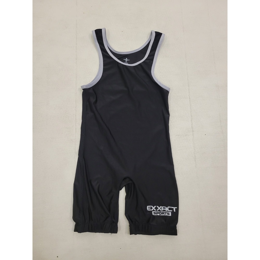 Exxact Sports Wrestling Singlet Sz S Black Freestyle Team Spandex Used Leotard